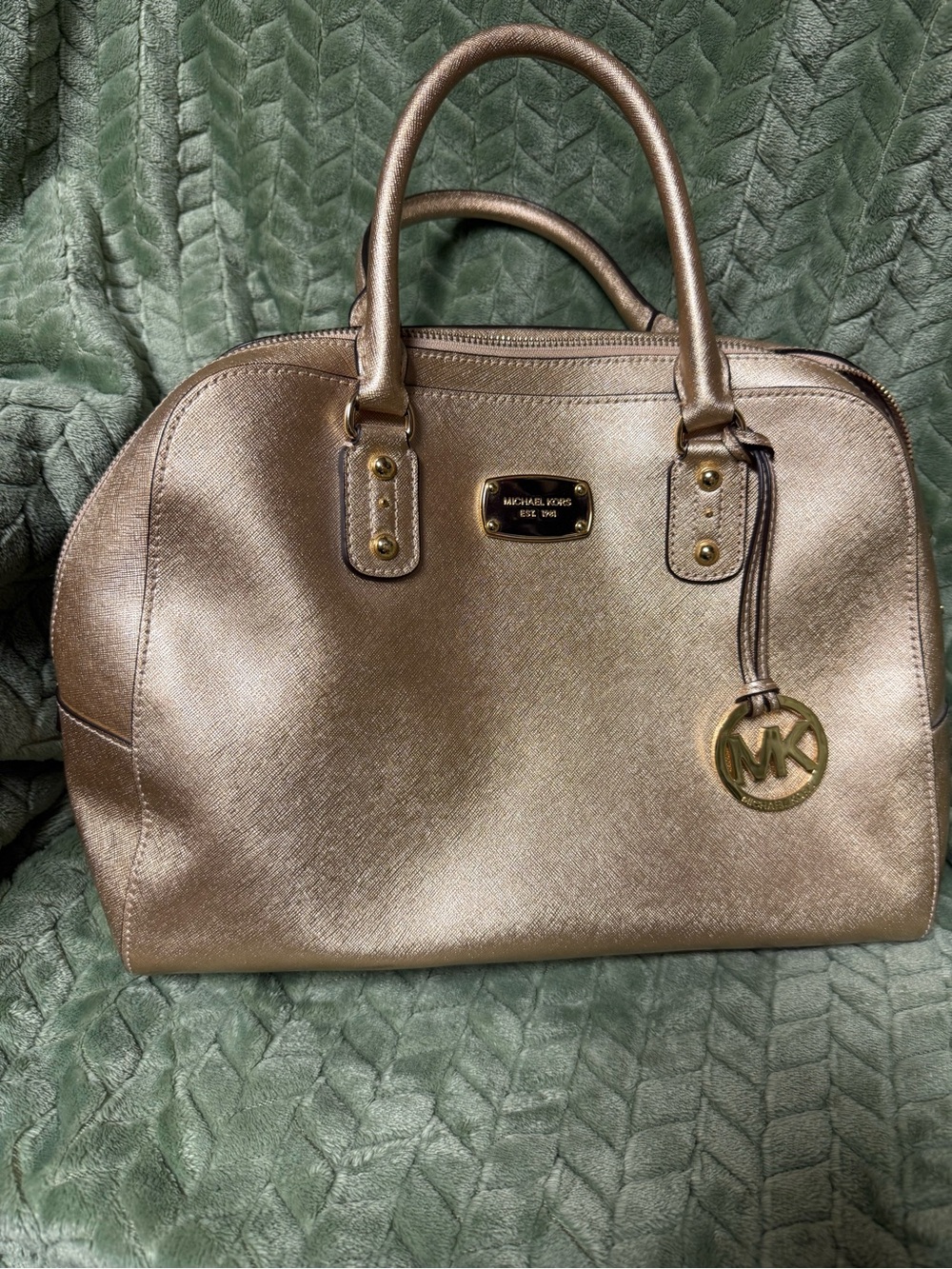 Michael Kors Rose Gold Saffiano Leather Satchel